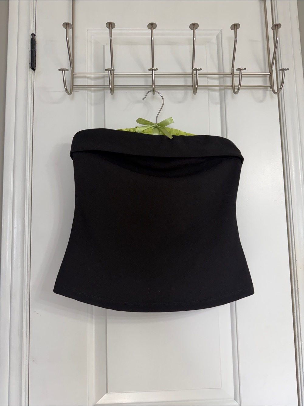 Dynamite Black Strapless Tube Top with Lime Accent